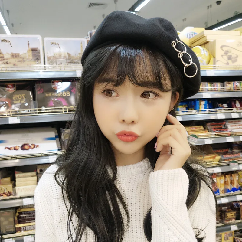 

Boinas Para Mujer Cappello Donna Painter Hat Personality Hoop Beret Female Autumn and Winter Retro Punk Hut Damen Kapelusz 2020