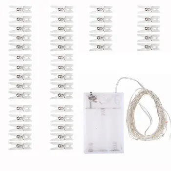 

40led Copper Wire Detachable Creative Photo Clip String Lights USB Christmas Stars Decoration String Lights