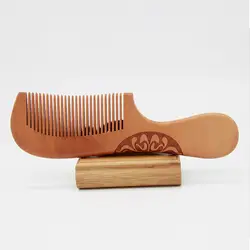 Персиковая древесина комбинированная бритва с расческой деревянная расческа для волос Антистатические тонкие зубья душ; деревянные
