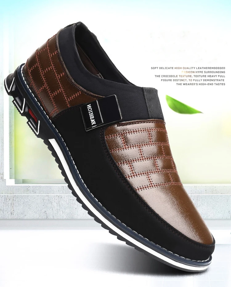 Genuine Leather Men Casual Shoes Fashion Mens Loafers Breathable Slip on Black Driving Shoes Big Size 38-46