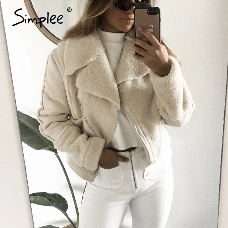 Simplee элегантное лоскутное пальто из искусственной кожи женские карманы на молнии