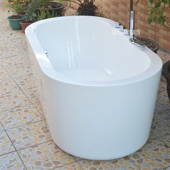 

202 Adult Acrylic Bathtub Household Oval Freestanding Tub Modern Concise Bathroom Bathtub S-Trap With Copper Tap Hardware Part