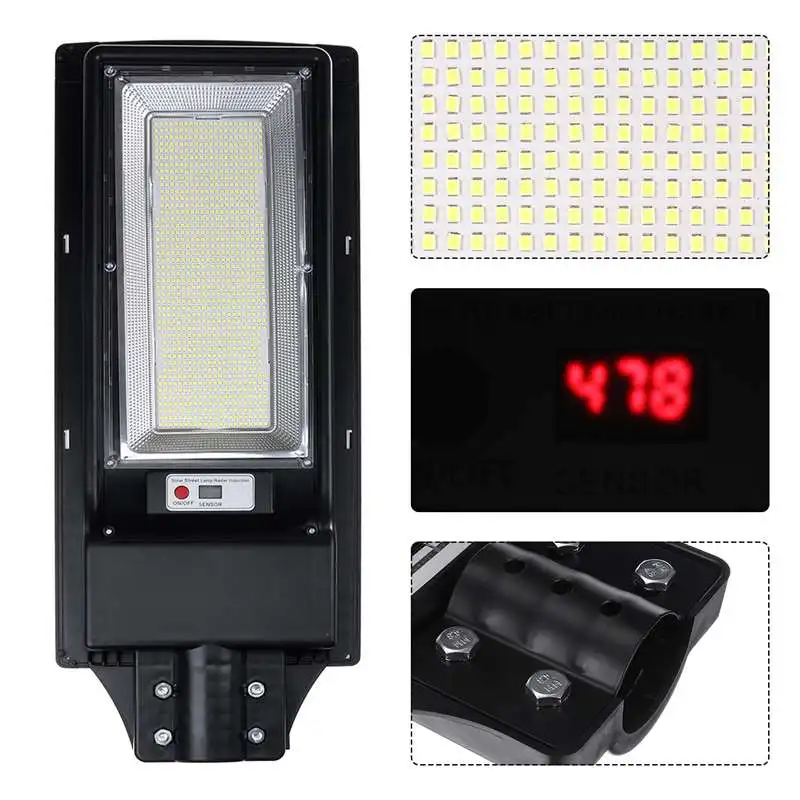 US $56.56 2800W 3800W LED Digital Display Solar Street Light with Remote Control Radar Motion Sensor 492966 LED Outdoor Garden Wall Lamp