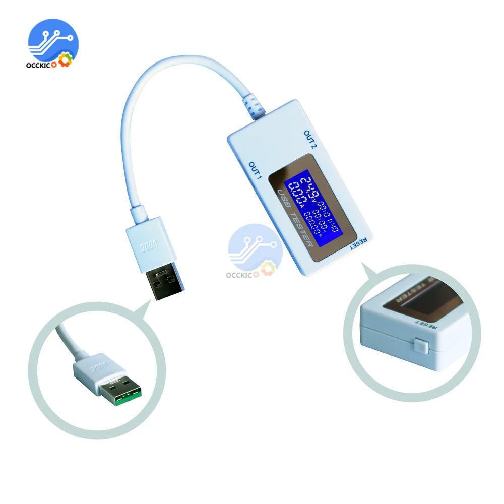 DC4-30V зарядное устройство Dual USB тока и Напряжение Батарея Ёмкость мгновенная
