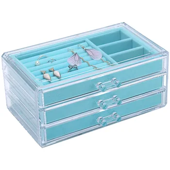 

New Acrylic Jewelry Storage Box Jewelry Tray Display Ring Earring Case Necklace Pendant Display Jewelry Box Organizer