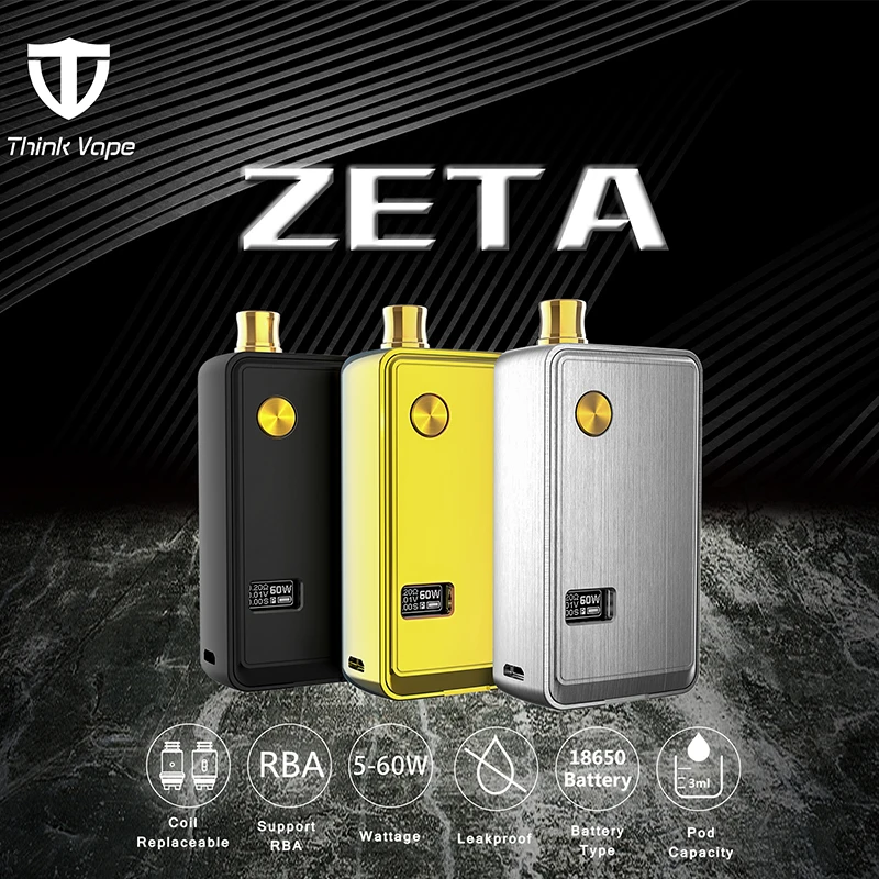 

Think Vape ZETA RBA Pod Kit 60W Portable DTL MTL vaping Adjustable Airflow Electronic cigarette vape Kit Pod System Vaporizer