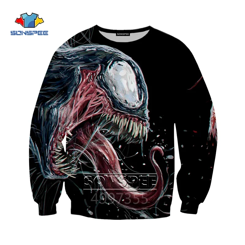 SONSPEE venom parasitic Harajuku детские толстовки с 3D принтом детская одежда для мальчиков и девочек-подростков Топы, пуловер с длинными рукавами SW146