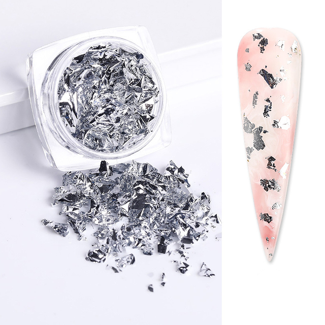 Foil Sequins For Nails Gold Silver Irregular Glitter Flakes Mirror Chrome Powder Manicuring Winter Decorations