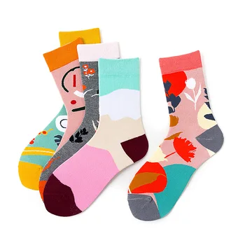 

Women Thin Sock Novelty Ladies Flowers Socks Colorful Unisex High Funny Cotton Sox Female Spring Autumn Trendy Skarpetki Meskie