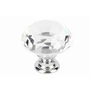 

Zinc Alloy Single Hole Door Handle European Style Simple Transparent Crystal Single Hole Cabinet Wardrobe Door Handles