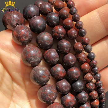 

AAA+ Natural Stone Red Breciated Jaspers Round Loose Spacer Beads For DIY Jewelry Making Bracelet Accessories 15'' 4 6 8 10 12mm