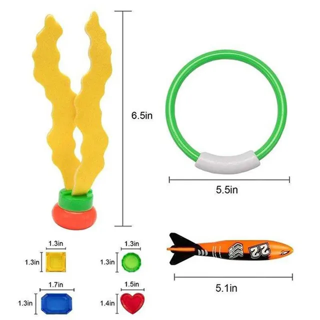 22Pcs/set Children Summer Swimming Diving Toys Torpedos Octopus Diving Fish Ring Pool Play Water Games Children Training Toy 6