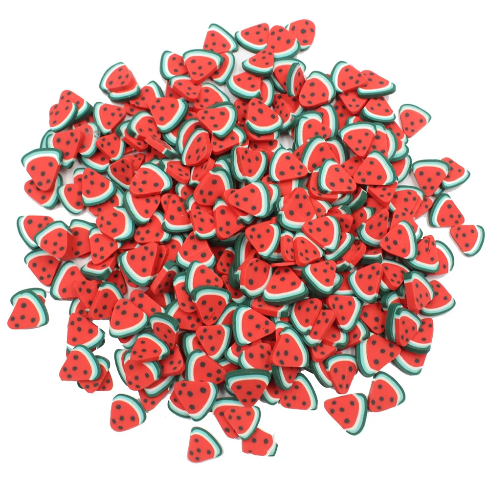 watermelon 50 г 1 см* 2 мм толстые мягкие глиняные кусочки фруктов киви лимон полимерная глина fimo разбрызгивает для поделок DIY аксессуары для украшения телефона - Цвет: watermelon