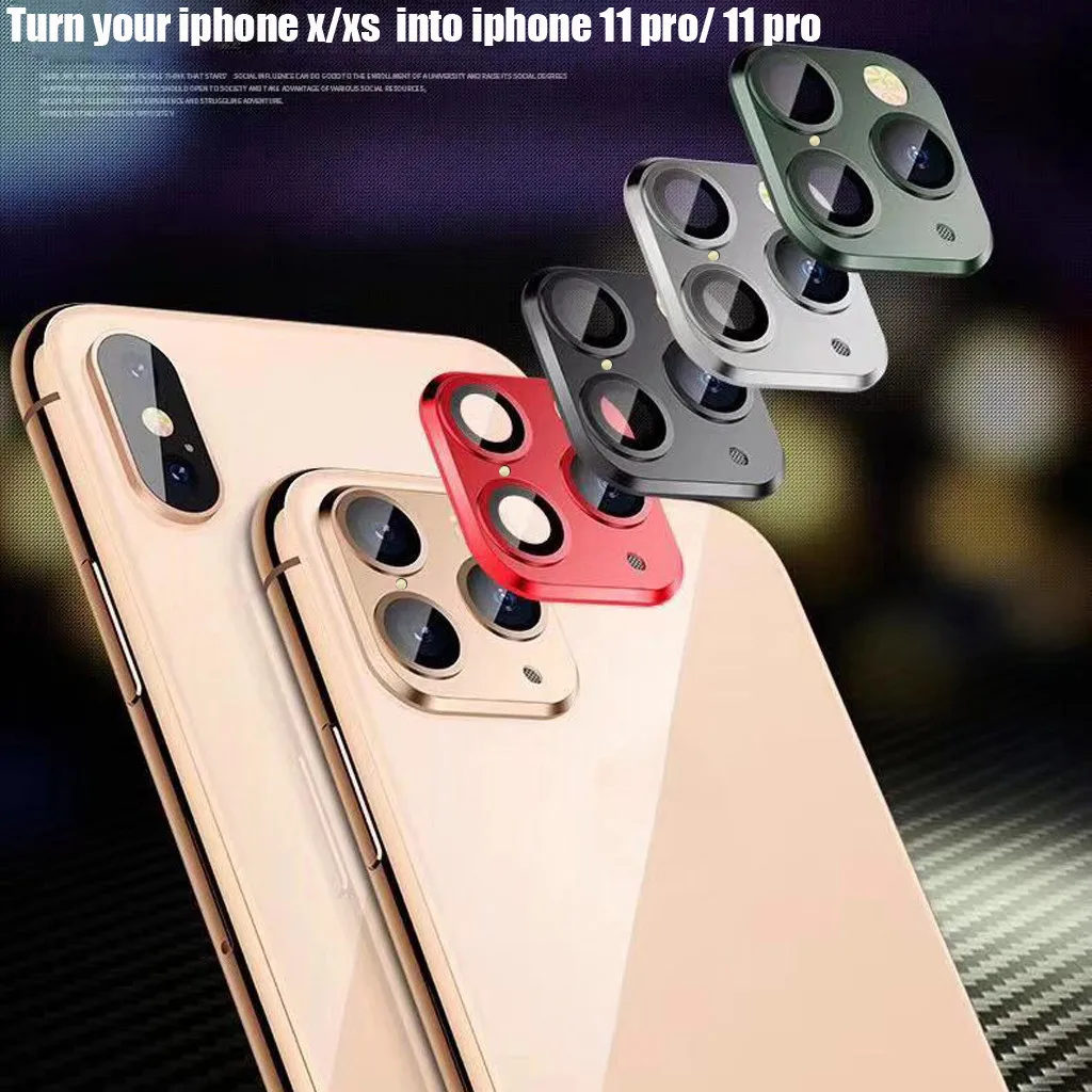 Наклейка на рассеиватель для iPhone X, замена камеры на подделку для iPhone 11, Защитная пленка для объектива камеры, улучшенная металлическая стеклянная пленка для объектива# B