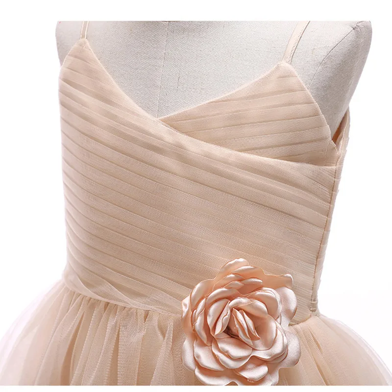 Свадебное кружевное платье-пачка с цветочным рисунком шампанского на бретельках для девочек, платье для девочек, детское платье для девочек, вечернее платье для девочек