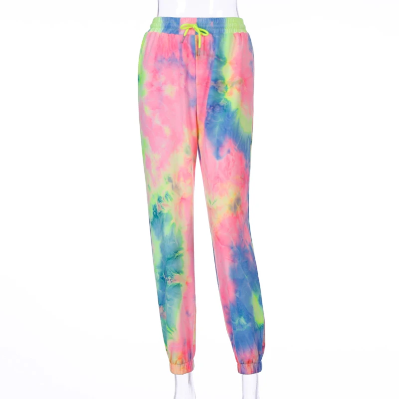 Chicology neon tie dye joggers high waist long baggy pants women sweatpants loose trousers autumn winter streetwear clothes