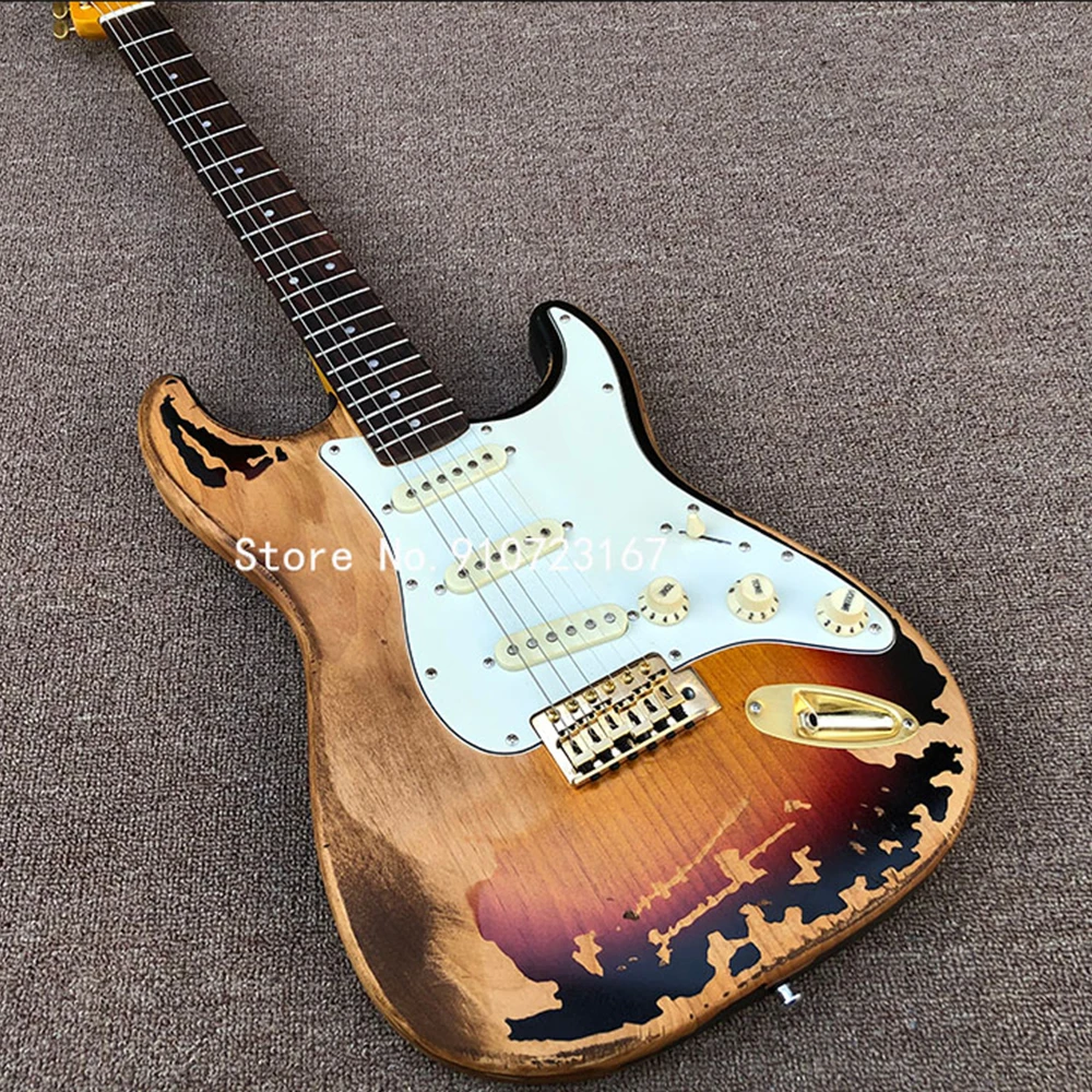 High Quality Factory Outlet Relic Electric Guitar,Home schoolAlder Body And Maple Neck,Handmade