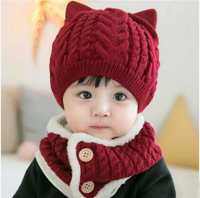 Chapeau Bonnet Enfant Hiver Bébé Fille Garçon Ensemble Bonnet Echarpe  Chaudes Bonnet Tricoté 2 3 4 5 ans (Rose)