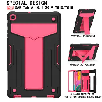 

Full Protection Tablet Back Cover For Samsung Galaxy Tab A 10.1\" 2019 SM-T510 T515 Stand With Pen Slots Silicon Funda Case
