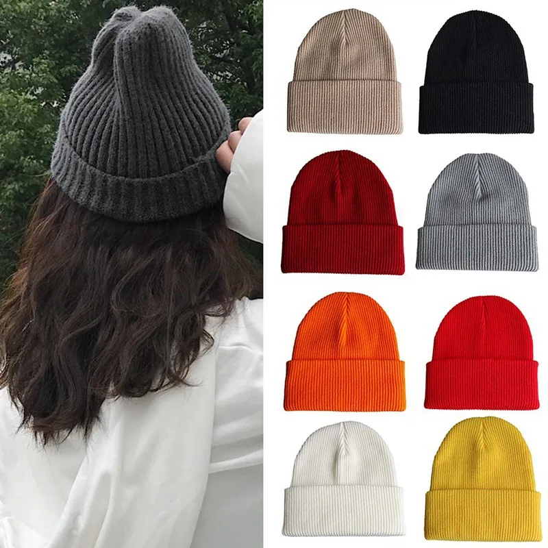 

High-quality Women And Men Simple Solid Color Wool Warm Pullover Warm Hip-hop Hat Ski Cap Wool Cap Hat Brim Hat