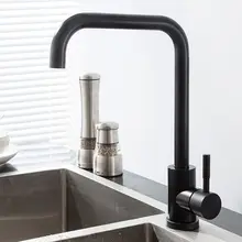 Kitchen Faucet  Rotation Kitchen Mixer Tap Home Stainless Steel Black Hot and Cold Fapully Swivel Tap
