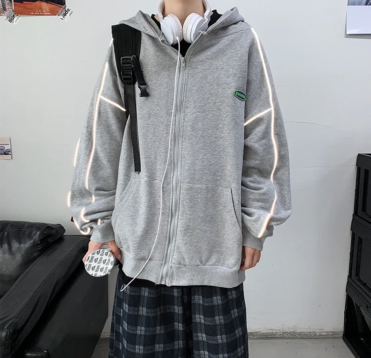 

Harajuku Men Zip Up Hoodie 2020 Autumn Winter Casual Sweatshirts Hip Hop Streetwear Couple Clothing Thick Hooded