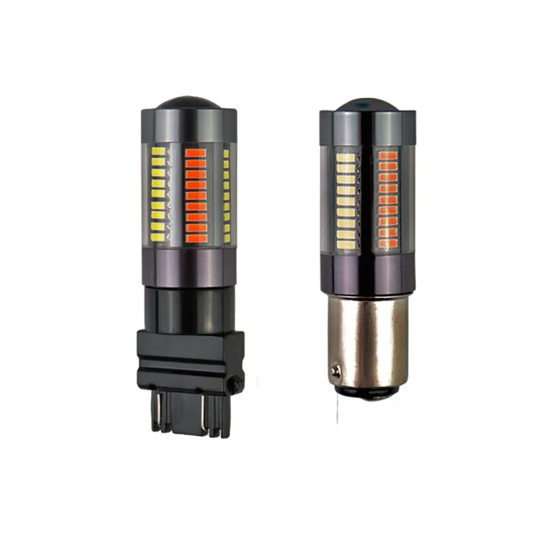 СВЕТОДИОДНЫЙ Автомобильный светильник 1157 7443 4014 66smd белый и желтый светильник s высокий светильник, тормозной светильник s светодиодный сигнал поворота