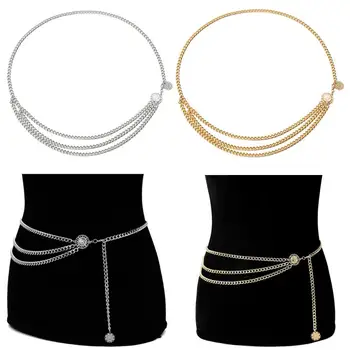 

1 PCS Personalized Simple Yoga Aluminum Chain Waist Chain Retro Three-layers Alloy Chain Sexy Bikini Vintage Charm Body Chain