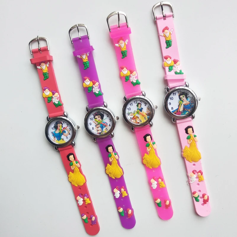 Good Quality Children Watch Silicone Colored Strap Princess Kids Watches Girls Birthday Gift Fashion Child Quartz Watch Clock
