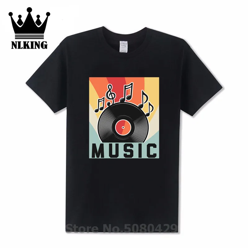 Vinyl Record Retro Style Music tshirt Summer Humor New 5XL Streetwear Design T-Shirt Tops Space Senpai Tees CD t shirt men | Мужская