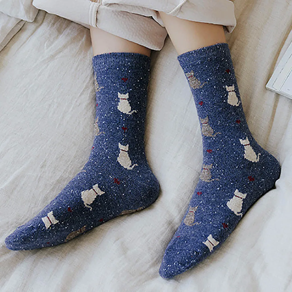 Дизайн, модные женские милые Носки с рисунком кота, хлопковые носки средней длины, носки на год, подарок для взрослых
