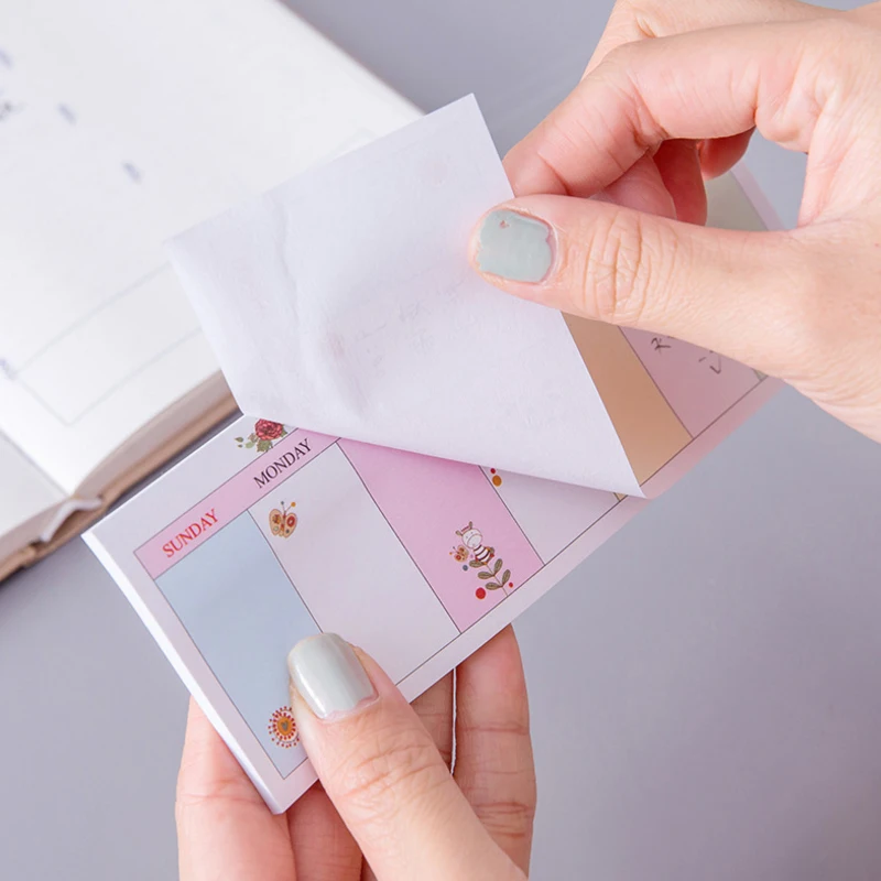 1Pack/lot Long Week Plan Self-Adhesive Sticky Notes School Office Stationery N Times Memo Pad | Канцтовары для офиса и дома