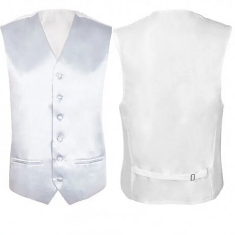 White Silk Satin Dress Vest Men 2020 Casual Wedding Groom Waistcoat Male Slim Fit V Neck Sleeveless Tuxedo Vests Chaleco Hombre