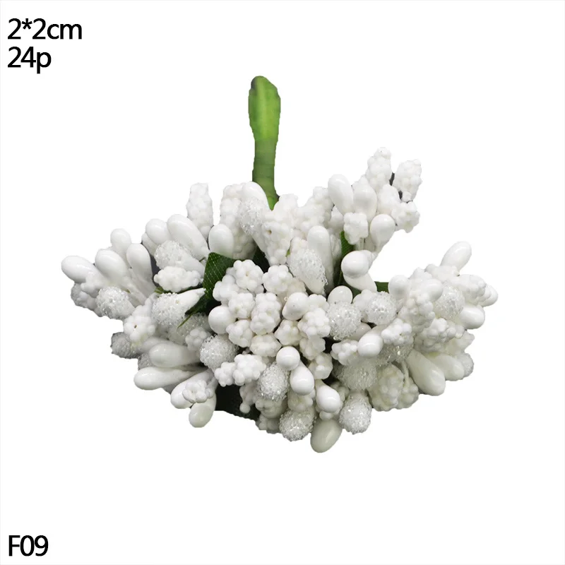 F09 Белый цвет Искусственный цветок вишня тычинки ягоды Набор DIY венок украшение Искусственные цветы Свадебные праздничные вечерние принадлежности 8 - Цвет: F09
