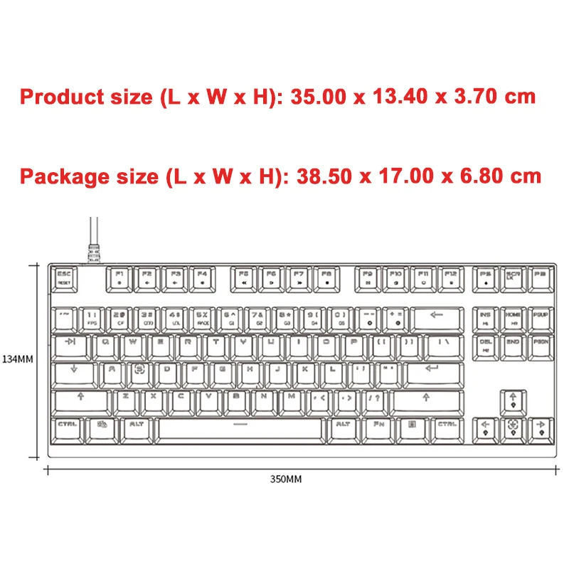  Original Motospeed K82 Gaming Mechanical Keyboard RGB LED Backlight USB Wired 87 Key English/Russia