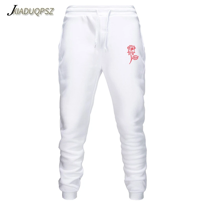 Модные спортивные штаны с принтом розы для мужчин и женщин, Горячая Распродажа, повседневные модные повседневные облегающие спортивные штаны, хлопковые тренировочные брюки XXXL - Цвет: WM56-White