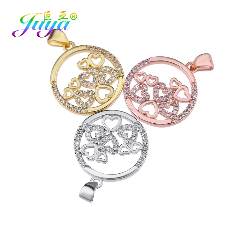 Кулоны Juya Micro Pave с цирконием золотое/Розовое Золотое любовное сердце