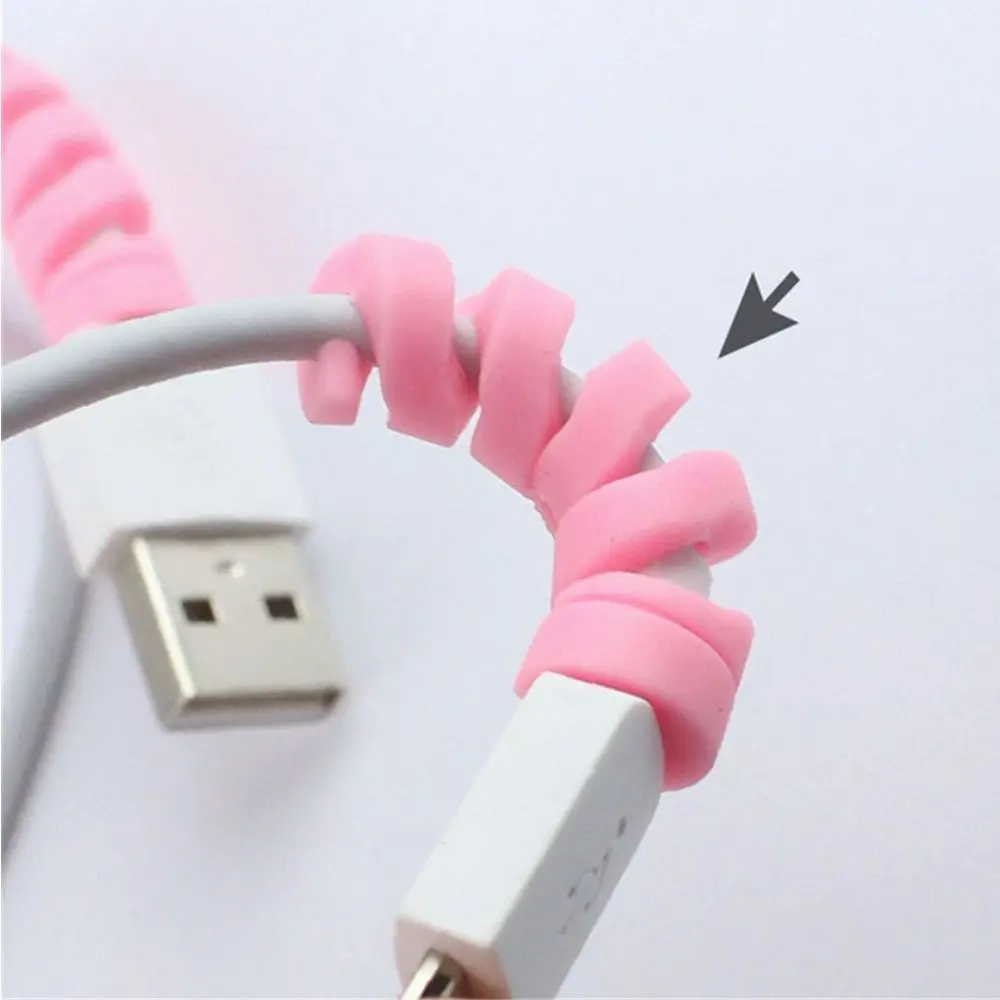 10pcs Spiral Cable Protector Desk Set Earphone Cable Organizer Wire Data Line Holder Winder Wrap Cord Desk Accessories Cable Clips Cable Holder
