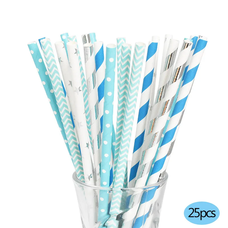 25pcs straws I am 1 Today, бумажный баннерный баннер на день рождения для маленьких мальчиков и девочек, украшение для первого дня рождения - Цвет: 25pcs straws