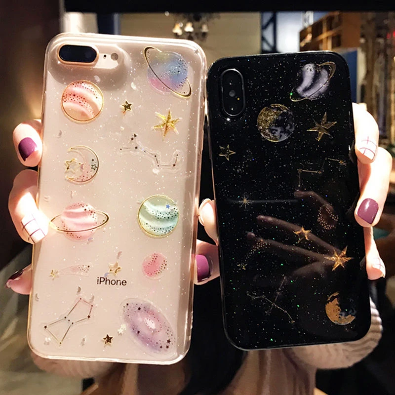Модные блестящие чехлы для телефонов с космическими планетами Iphone 11 X XR XS MAX 6 6S Plus 7