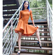 Платье для латинских танцев, женское платье с длинным рукавом для танго, румбы, бальных танцев, платье для латинских танцев, модное женское современное платье для сальсы, ча-ча, юбки для латинских танцев