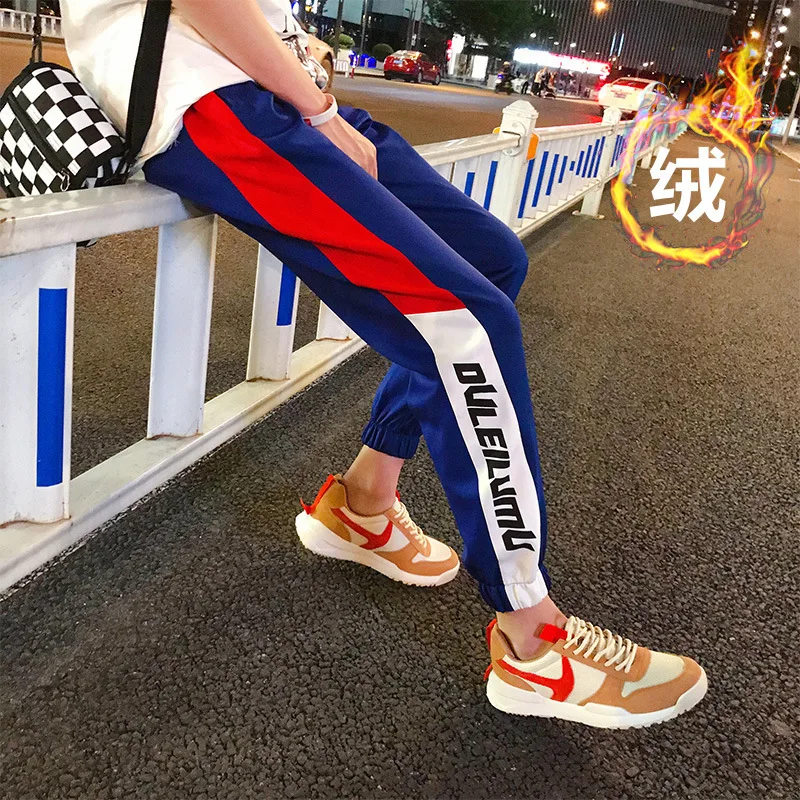 

K78 plus Velvet Hong Kong Style Autumn And Winter INS Super Fire New Style Men's Ankle Banded Pants Popular Brand Hip Hop Korean