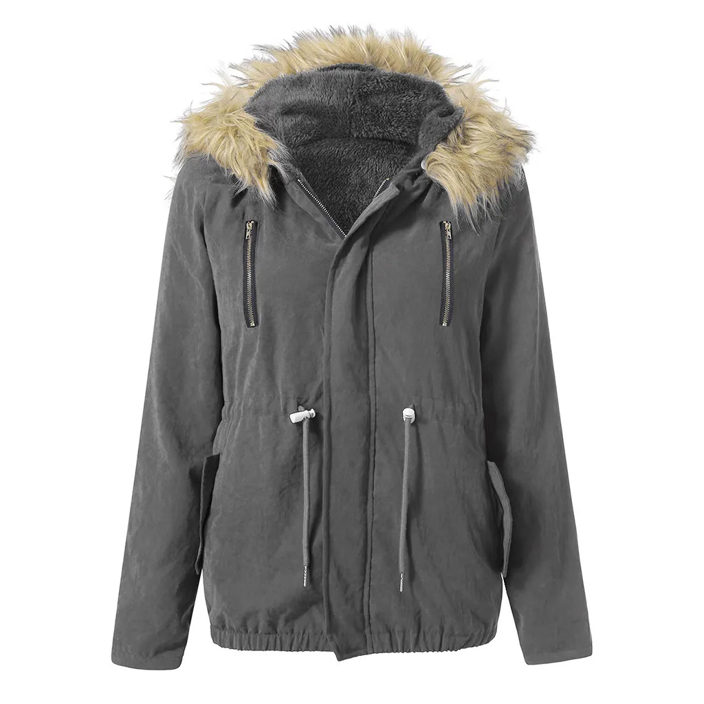Женская куртка, женская модная зимняя теплая Толстая куртка в стиле милитари с капюшоном, с карманами, с длинным рукавом, приталенное повседневное пальто с искусственным мехом, верхняя одежда#45