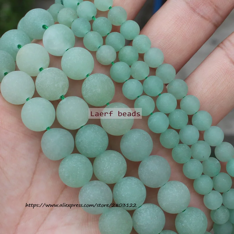 

Wholesale Frost/Matte Green Aventurine 4-12mm Round beads 15" / Strand Pick Size For Jewelry Making