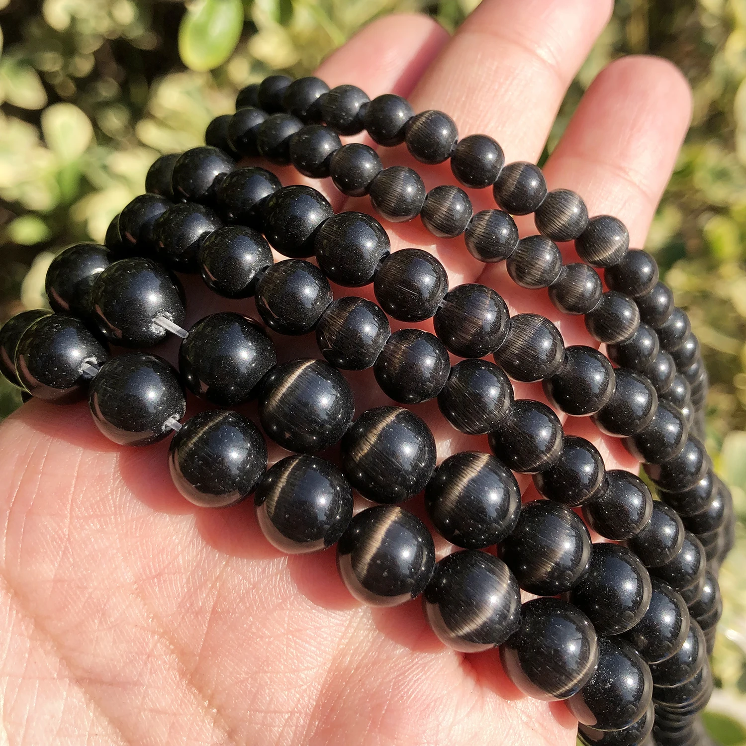 Natural Pink, White, & Blue Cat Eye Round Loose Beads for Jewelry Making - High-Quality Moonstone DIY Bracelet, 15 Strand