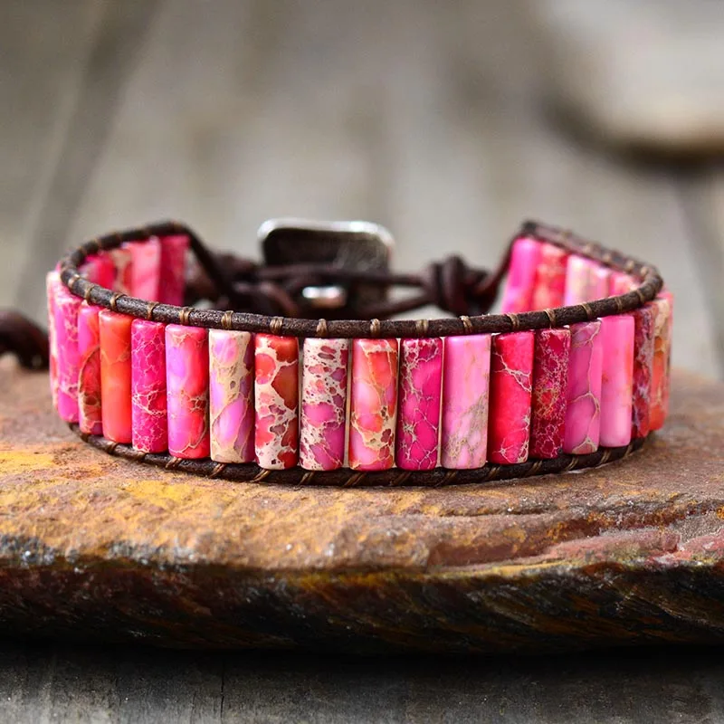 Женский Браслет манжета из полудрагоценных камней|leather wrap bracelet|wrap braceletbracelets semi