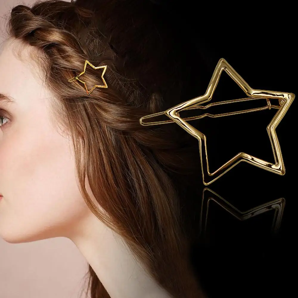 1 PC Hairpins Girls Star Heart Circle Hair Clip Delicate Pin Punk Hollow Out Triangle Styling Tools Jewelry Accessorie | Детская одежда