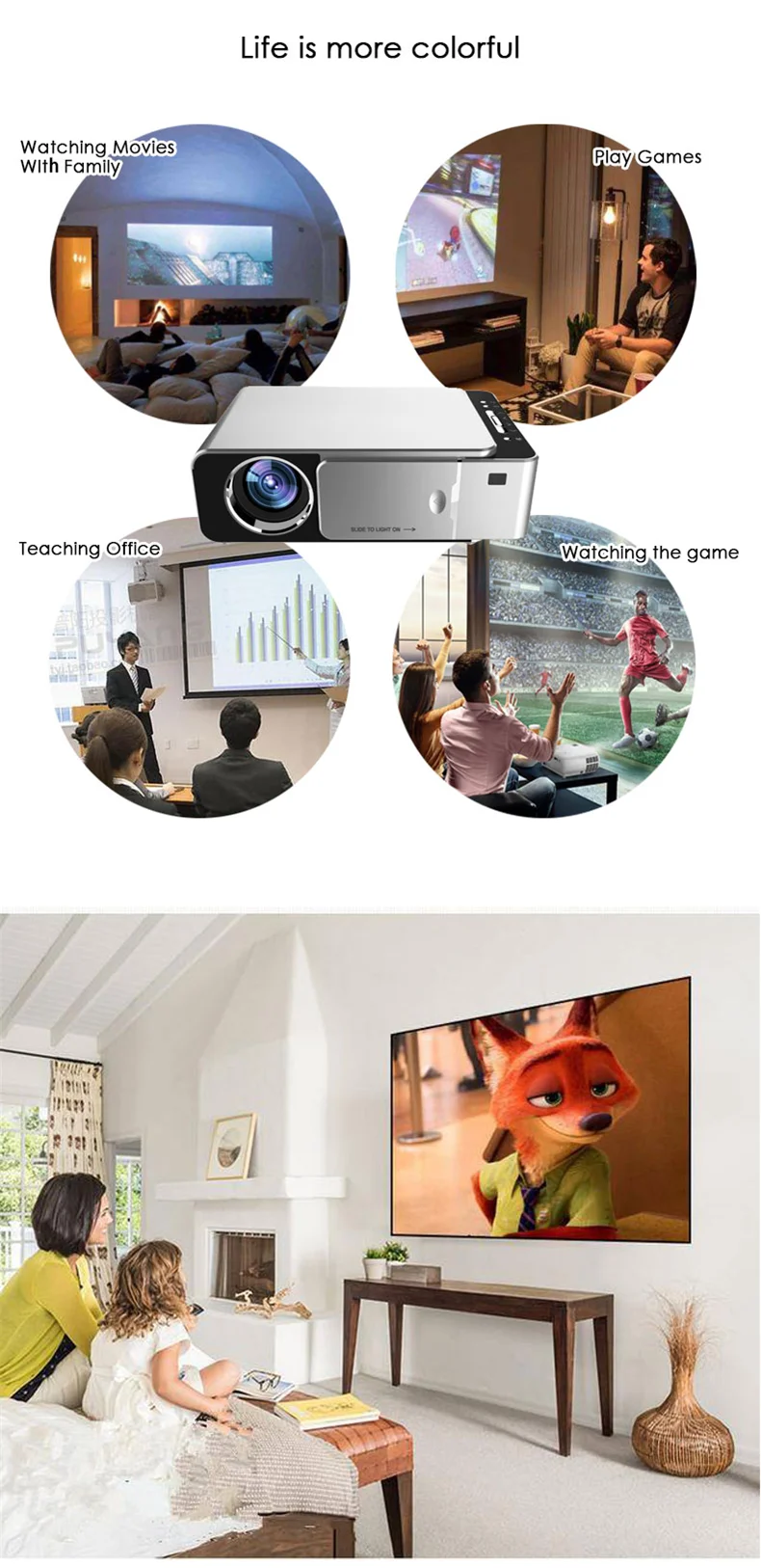 T6 lcd проектор 1280P HD 3500 люмен Мини светодиодный 3D проектор домашний кинотеатр проектор bluetooth wifi USB HDMI VGA 1+ 16G Android Версия