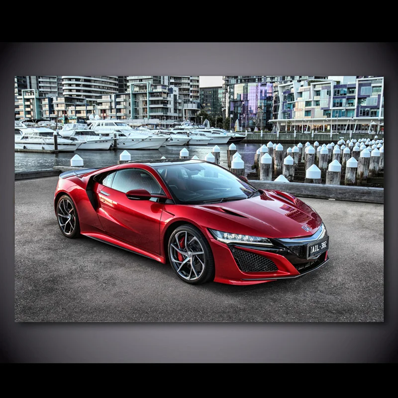 Современные картины на стену SportsCar Honda NSX, красный металлик, рисунки на холсте, художественные плакаты и принты для декора гостиной