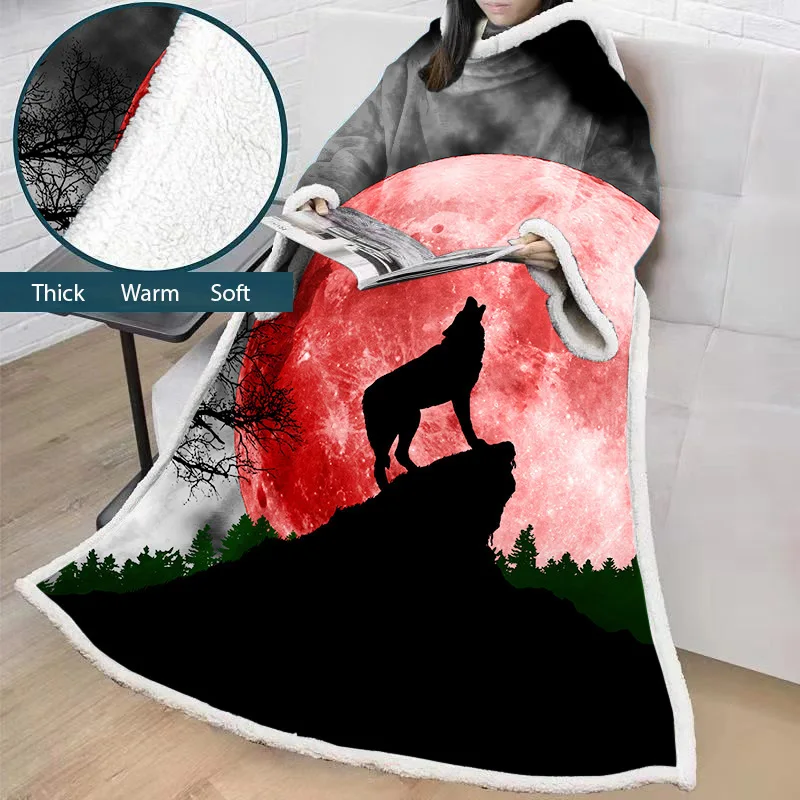 

Wolf Series Throw Blanket 3D Printed For Sofa Bed Velvet Plush Sherpa Fleece Blanket Microfiber Warm Couch Cover Bedspread